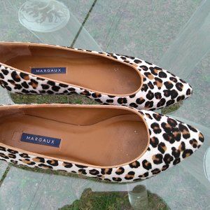 Margaux Leopard Calfhair Pointed Toe Flats 9